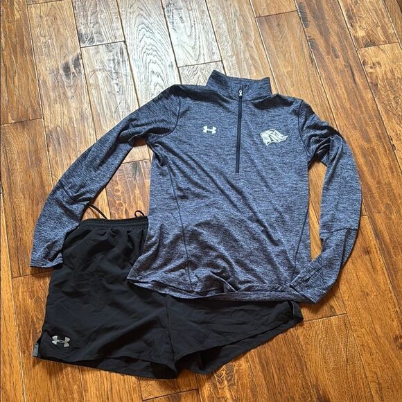 Under Armour Blue Pullover and Black Shorts Set - Picture 1 of 13